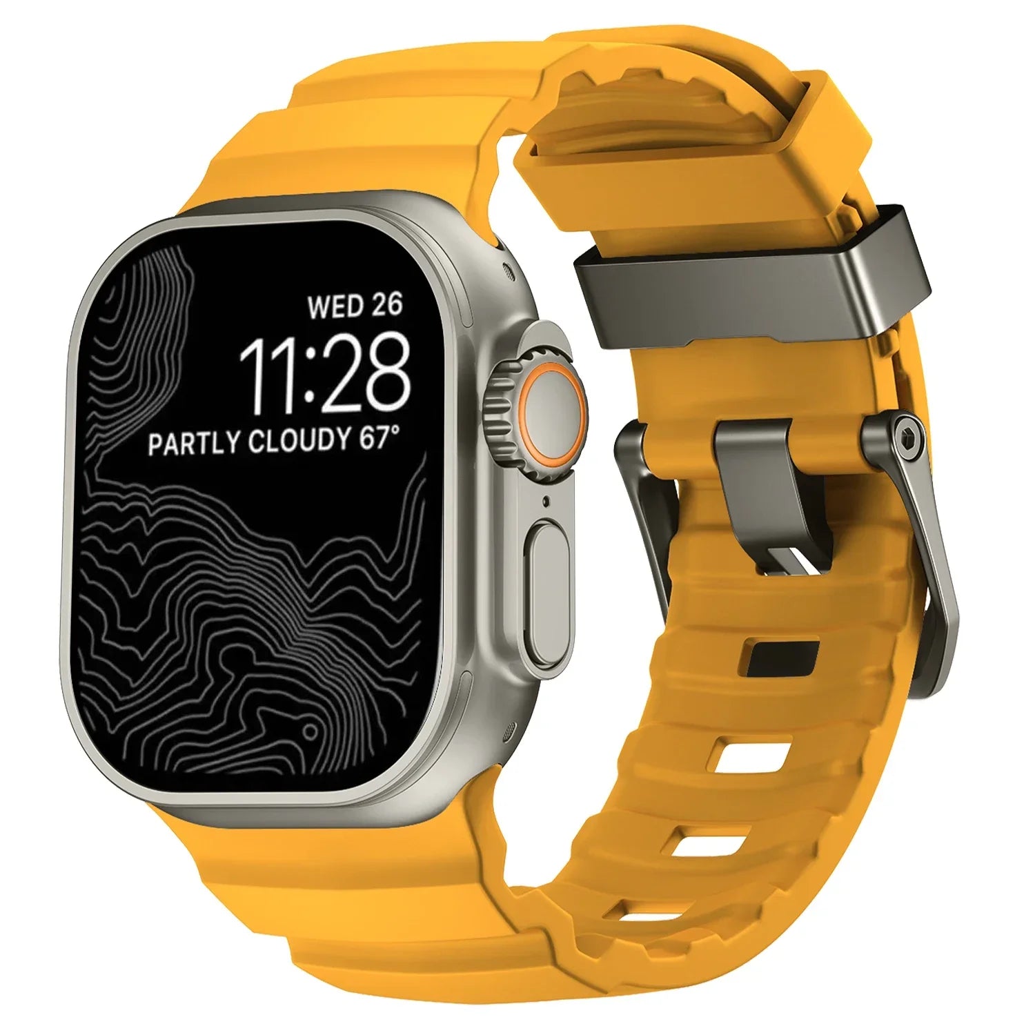 Udskiftningsrem til Apple Watch i tyk gul silikone