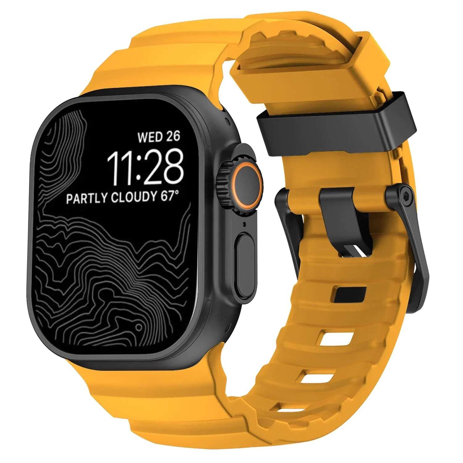 Udskiftningsrem til Apple Watch i tyk gul silikone
