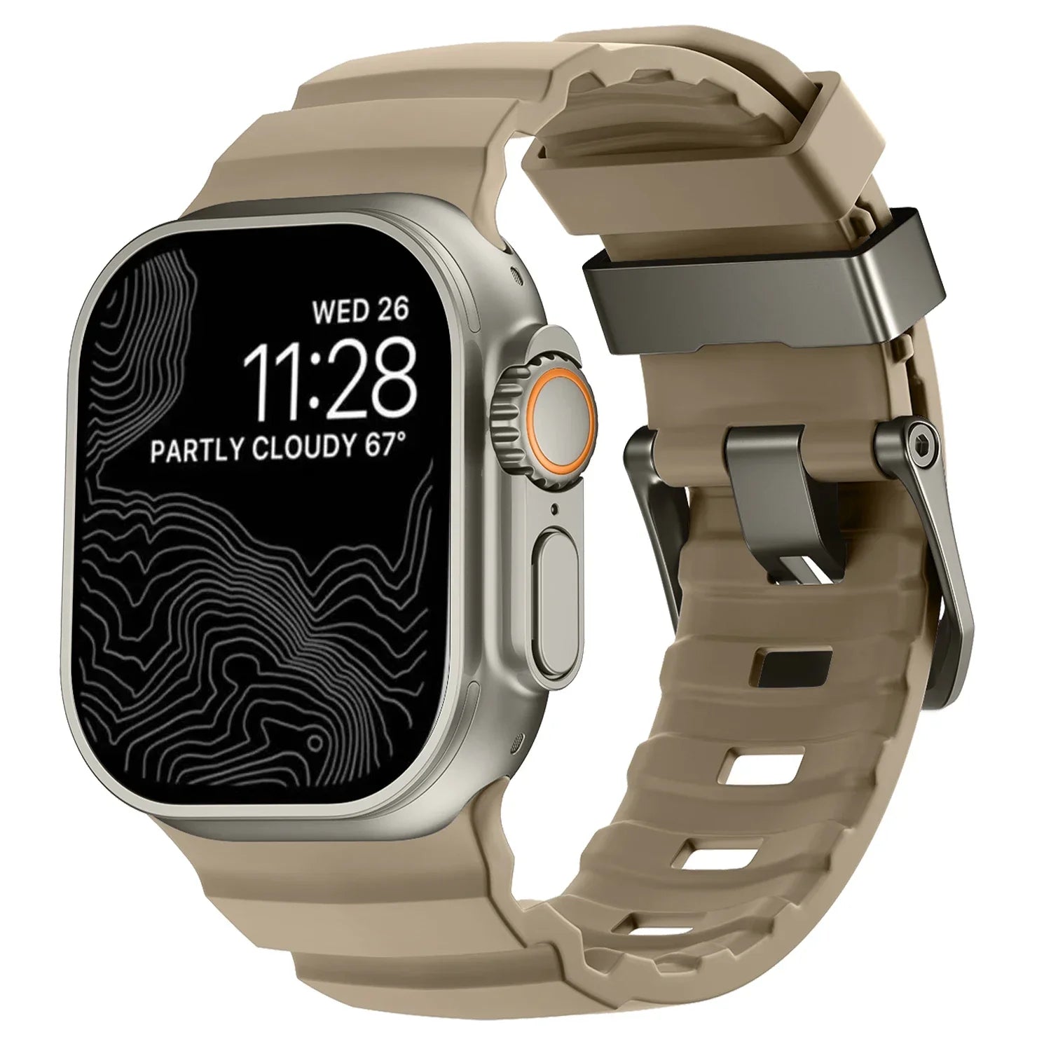Udskiftningsrem til Apple Watch i tyk brun silikone