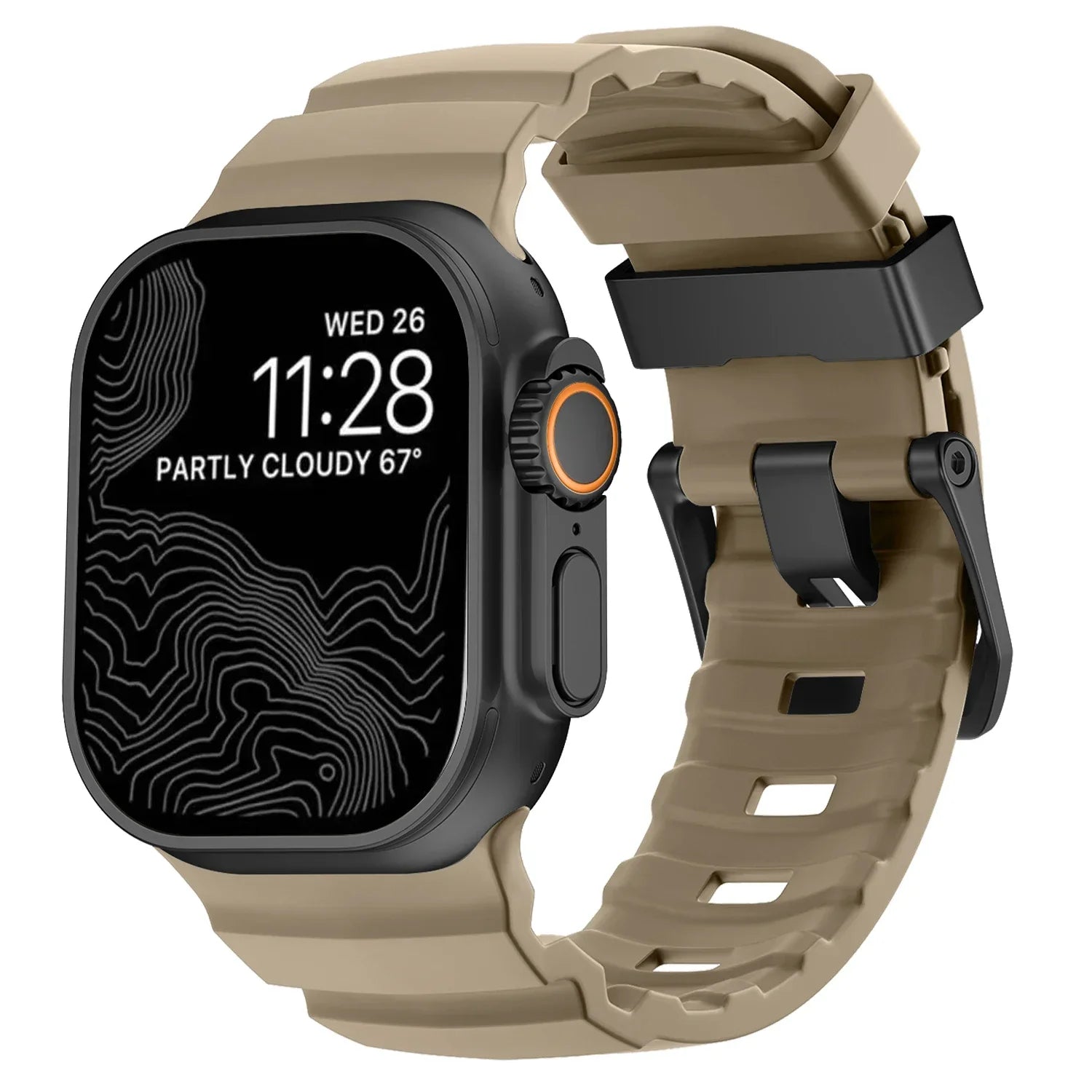 Udskiftningsrem til Apple Watch i tyk beige silikone
