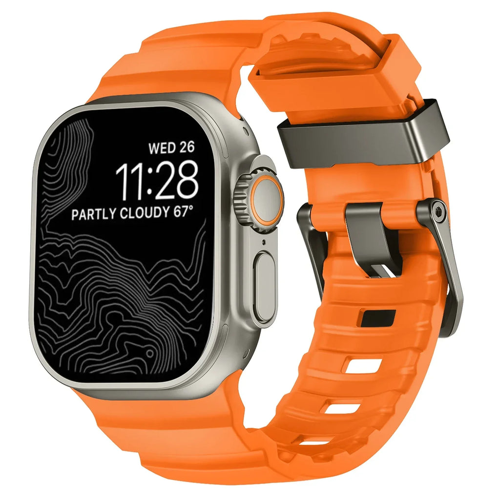 Udskiftningsrem til Apple Watch i tyk orange silikone