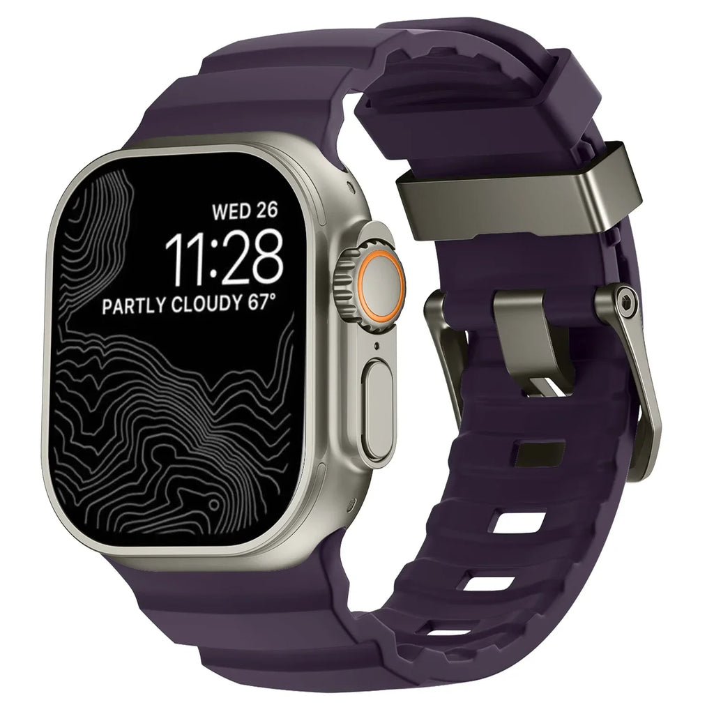 Udskiftningsrem til Apple Watch i tyk lilla silikone