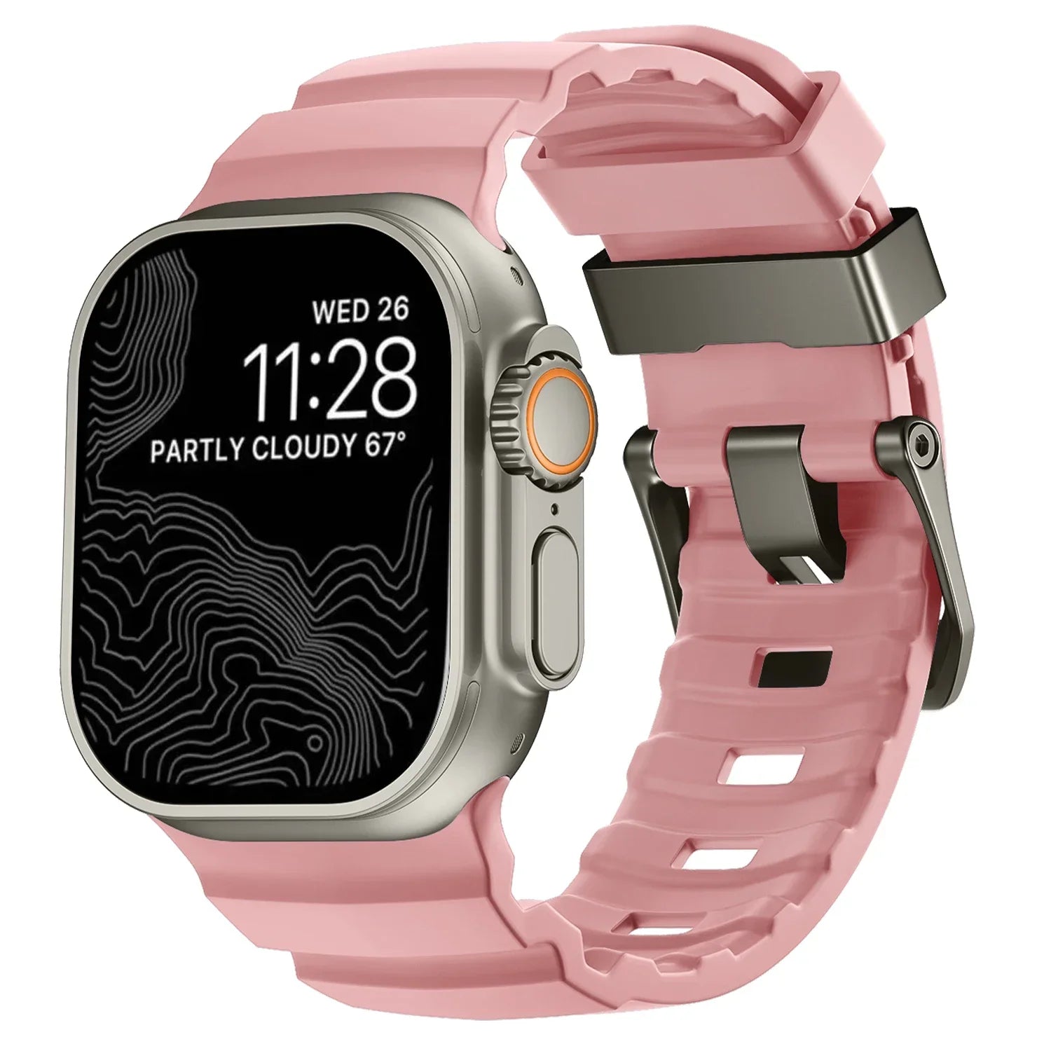 Udskiftningsrem til Apple Watch i tyk rosa silikone