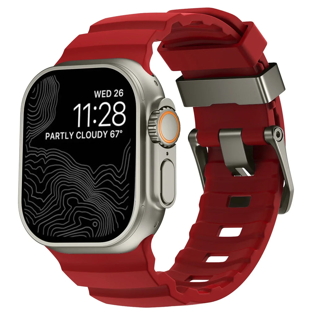 Udskiftningsrem til Apple Watch i tyk rød silikone