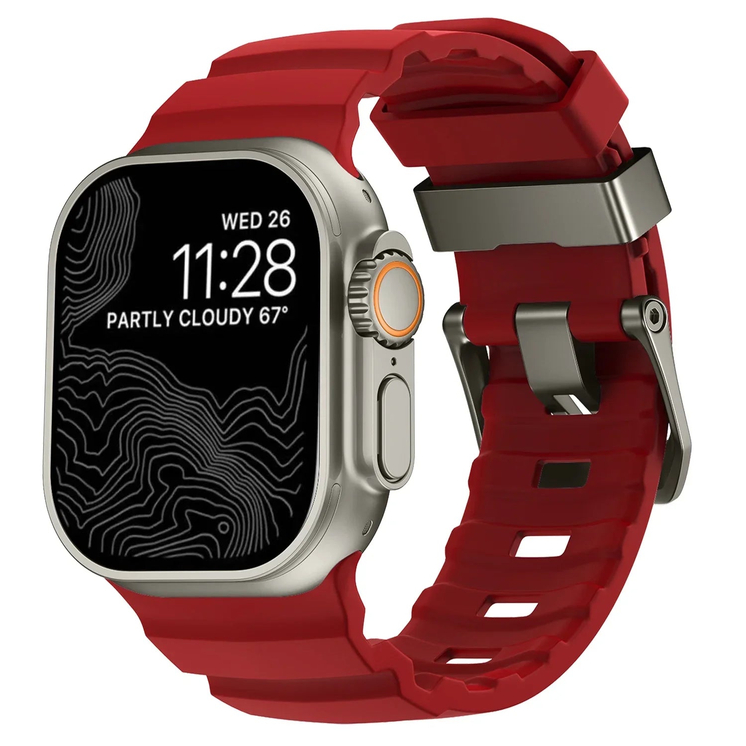 Udskiftningsrem til Apple Watch i tyk rød silikone