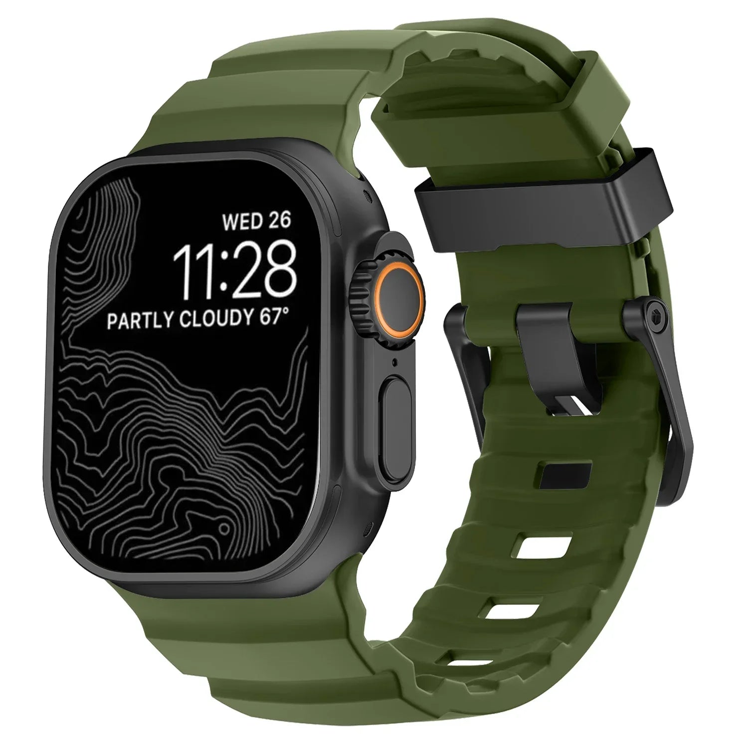 Udskiftningsrem til Apple Watch i tyk grøn silikone