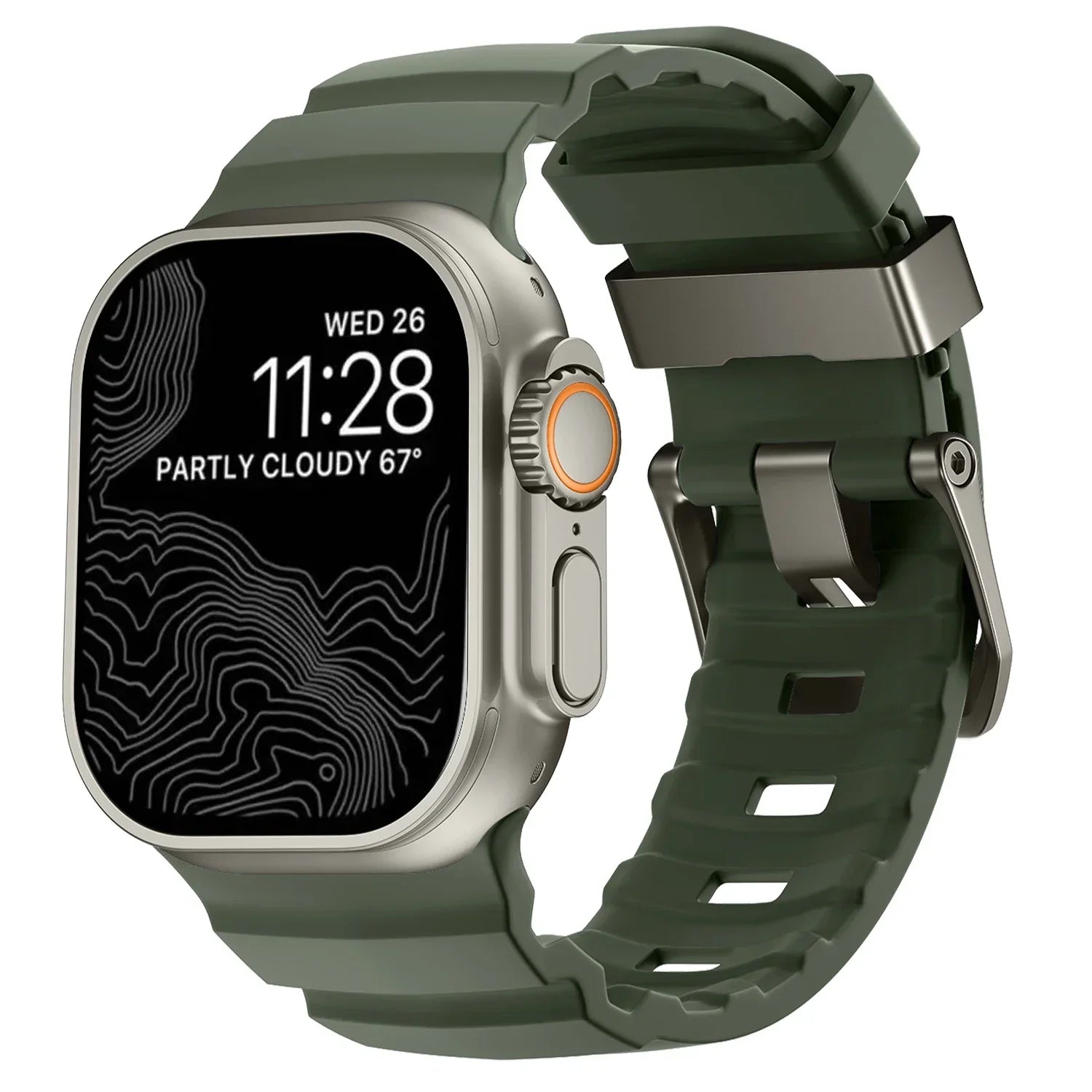 Udskiftningsrem til Apple Watch i tyk grøn silikone