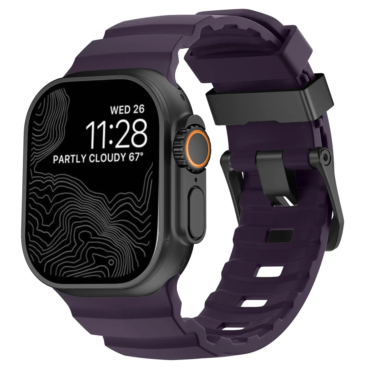 Udskiftningsrem til Apple Watch i tyk lilla silikone