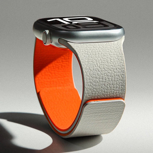 Náhradní magnetický silikonový řemínek pro Apple Watch šedo-oranžový