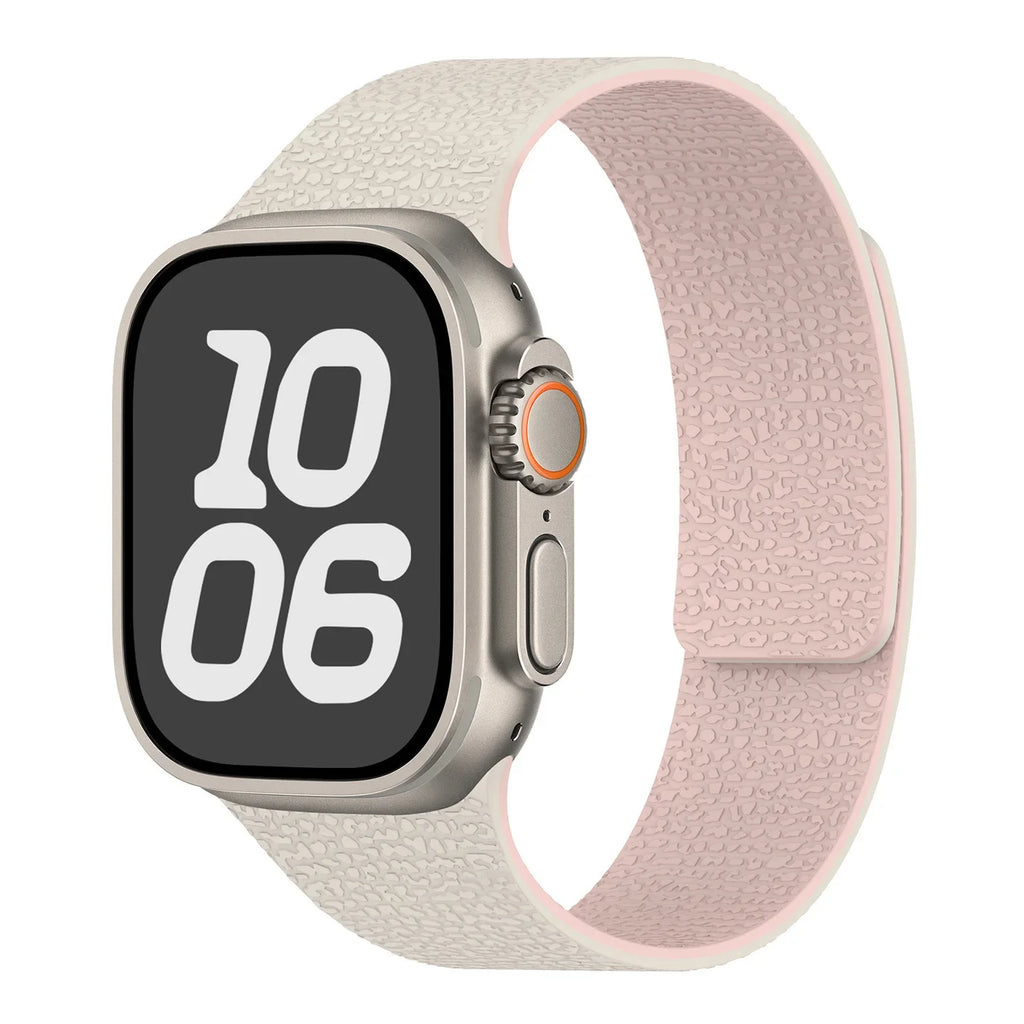 Bracelet de remplacement pour Apple Watch en silicone magnétique blanc rose