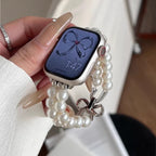 Náhradní řemínek pro Apple Watch se štrasem a perlami v bílé barvě