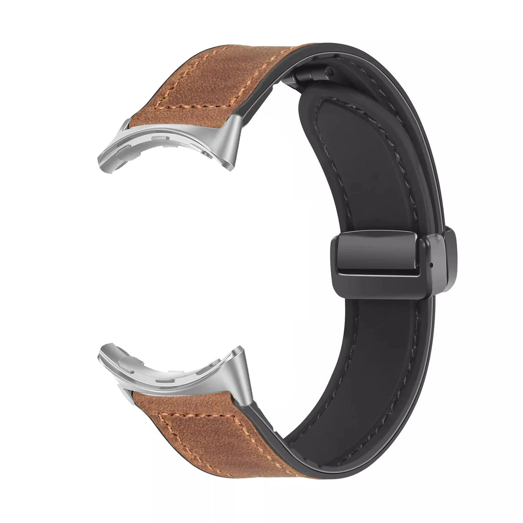 Erstatningsrem i brunt skinn for Google Pixel Watch 1, 2, 3, 4, 41 mm, 45mm 