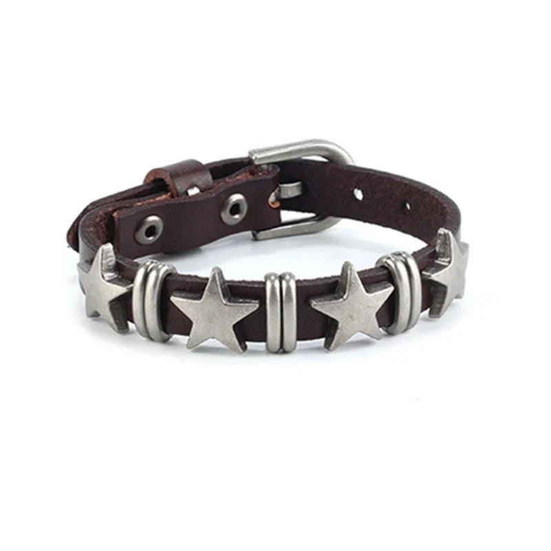 Náramek ve vintage stylu s hnědými hvězdami