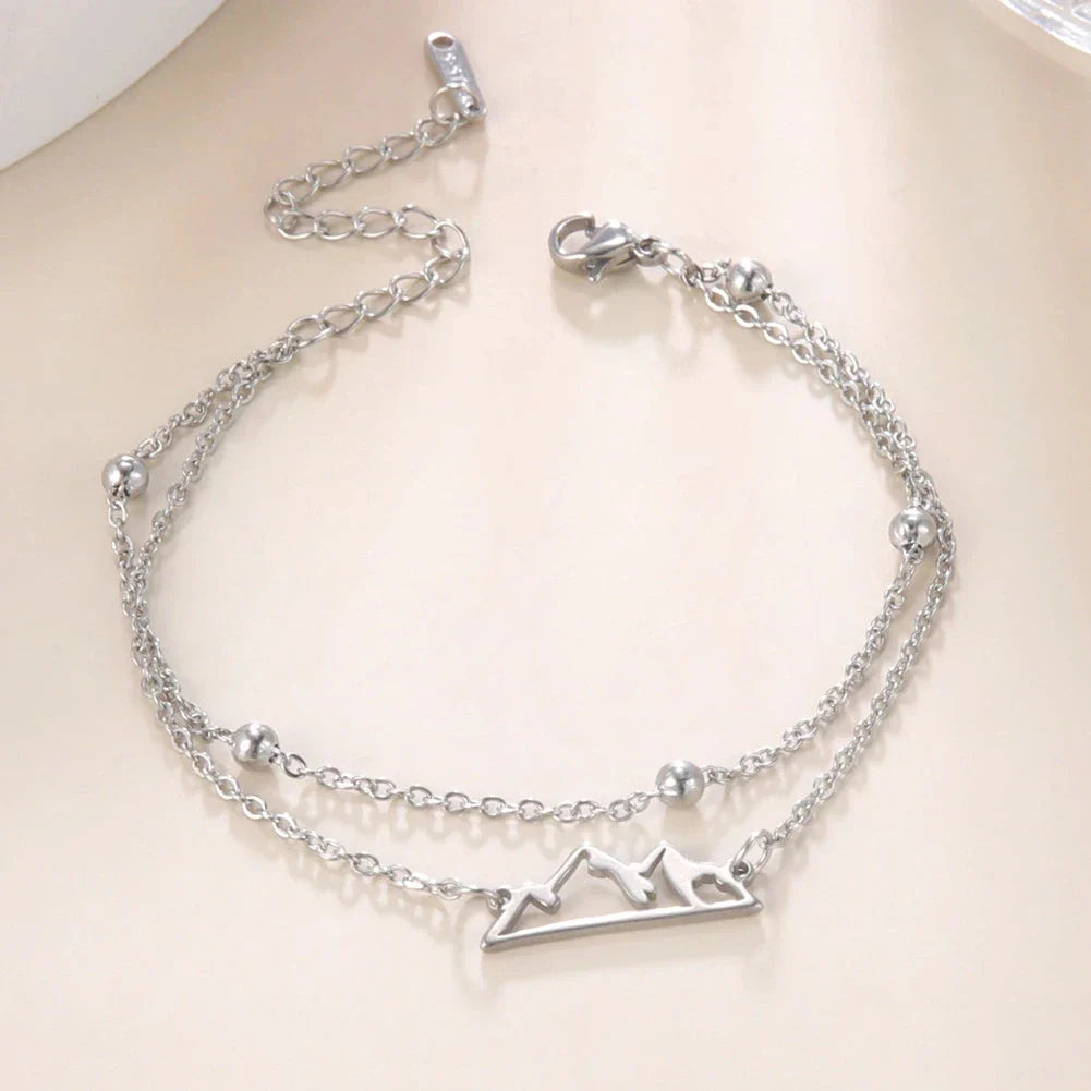 Bracelet Double avec Pendentif Montagne argent