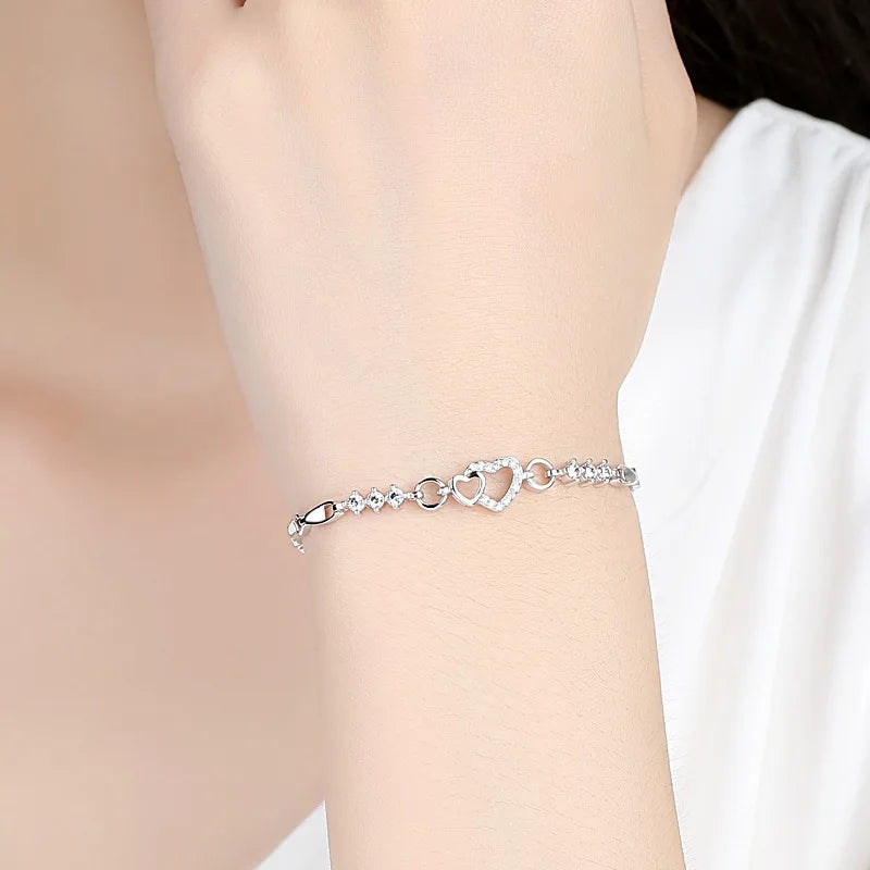 Bracelet élégant avec Coeur en Zircon blanc