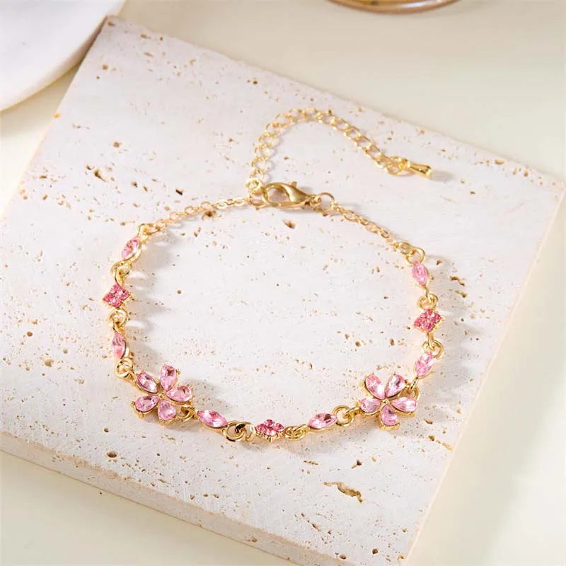Bracelet Elégant avec Fleurs rose