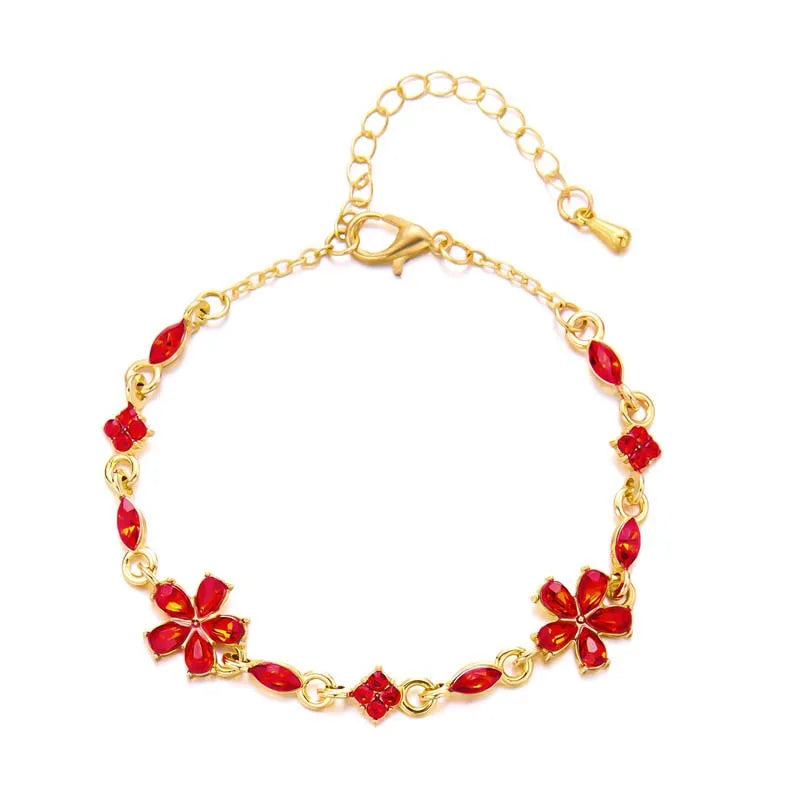 Bracelet Elégant avec Fleurs rouge