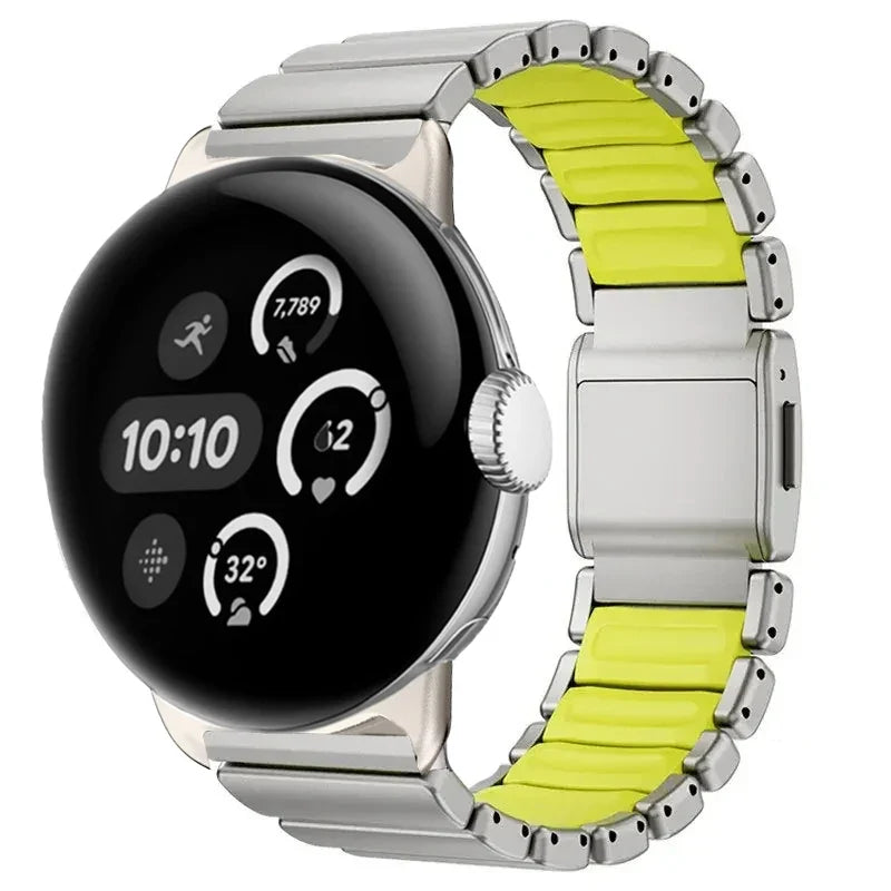 Armbånd i rustfritt stål til Google Pixel Watch 3, 4, 45mm grå og eplegrønn