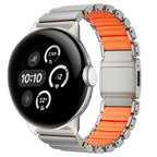 Armbånd i rustfritt stål til Google Pixel Watch 3, 4, 45mm sølv og oransje