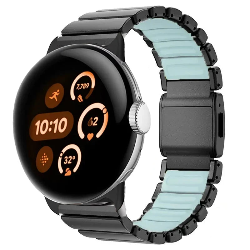 Armbånd i rustfritt stål til Google Pixel Watch 3, 4, 45mm svart og blå
