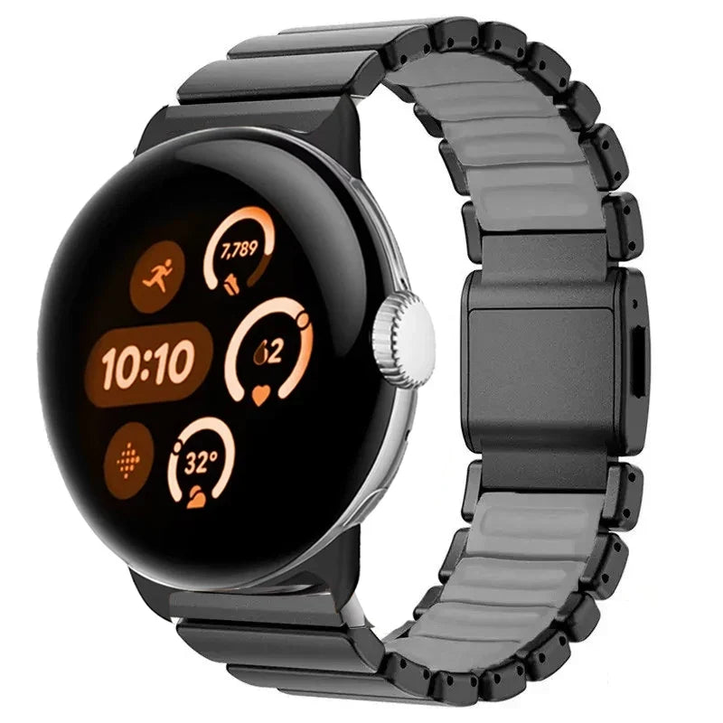 Armbånd i rustfritt stål til Google Pixel Watch 3, 4, 45mm svart og grå