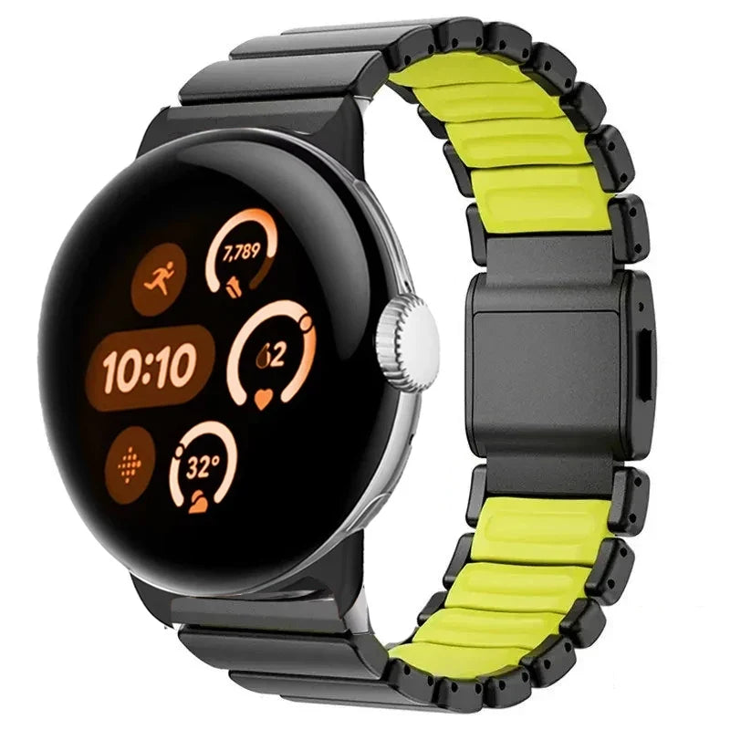 Armbånd i rustfritt stål til Google Pixel Watch 3, 4, 45mm svart og gul