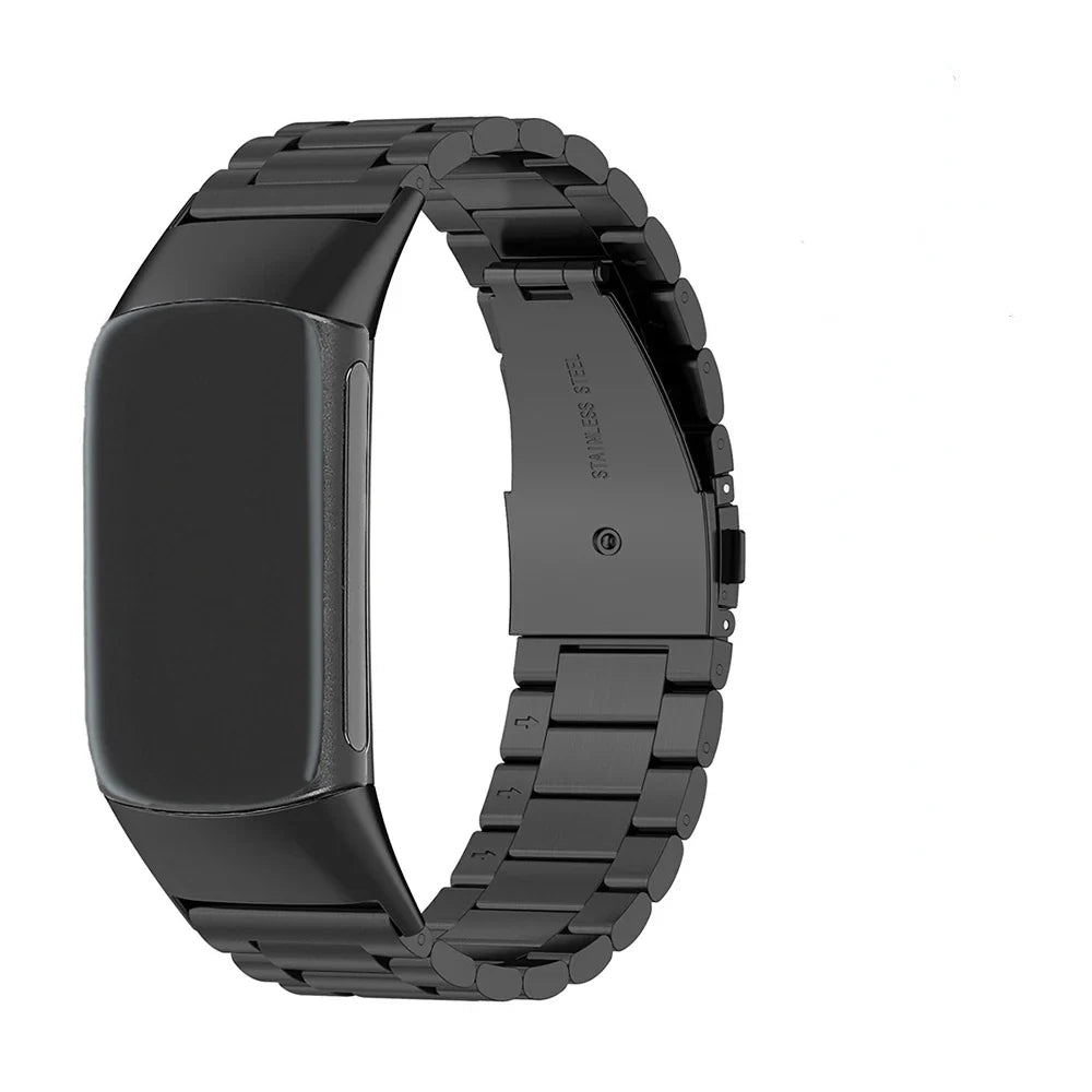 Urrem i stål til Fitbit Charge 5, Charge 6 ur i sort