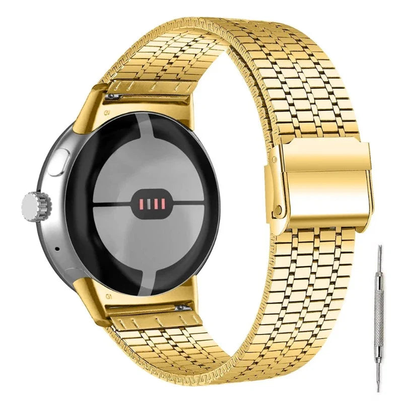 Armbånd i hærdet stål med led til Google Pixel Watch 1 & 2 guld
