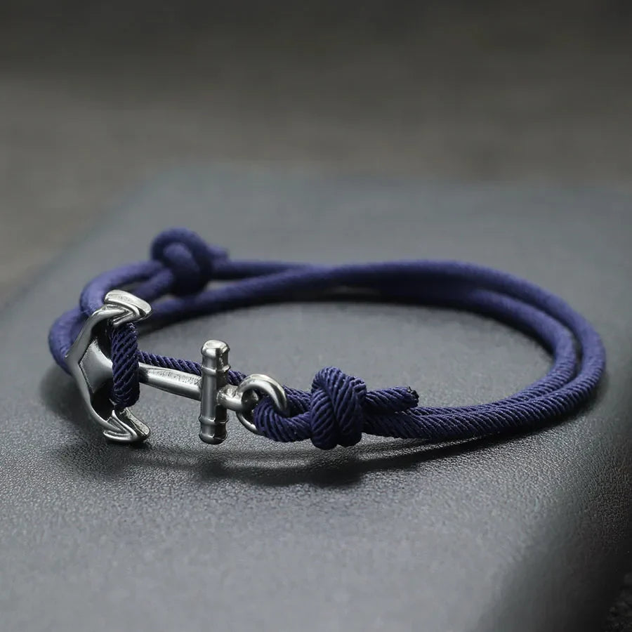 Ankararmband i marinblått rep