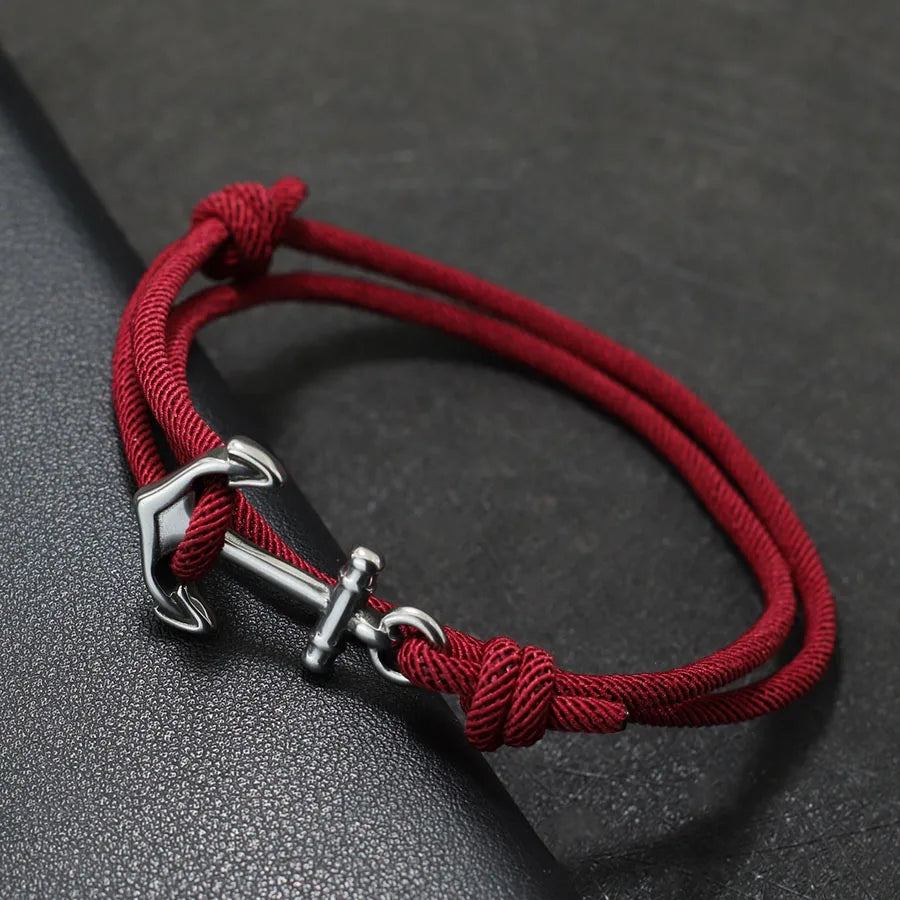 Ankararmband i vinrött rep