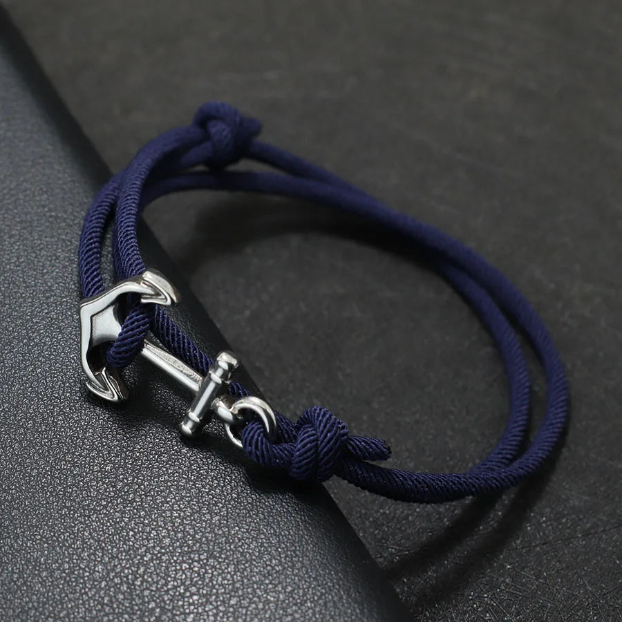 Ankararmband i marinblått rep