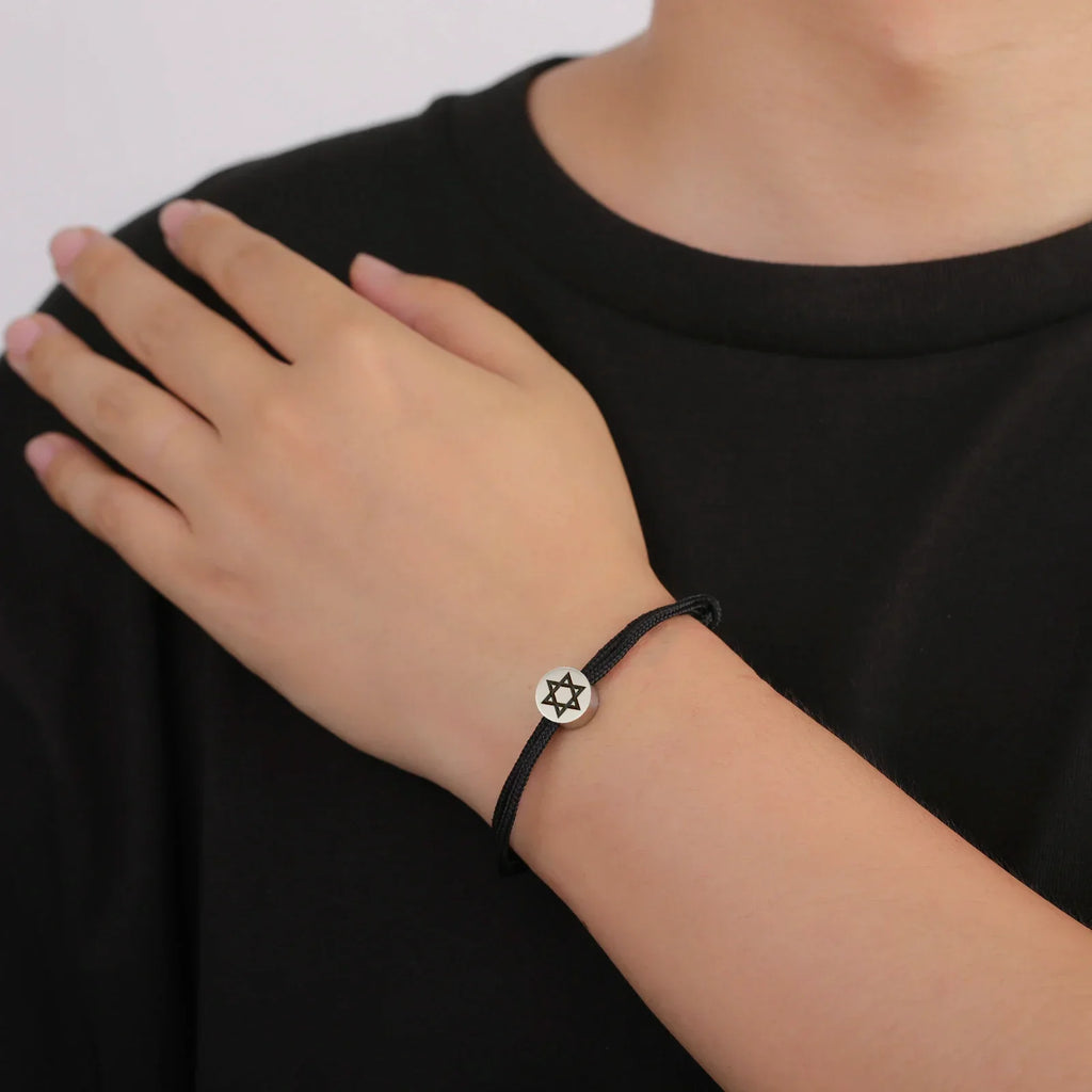 Snorarmbånd med det jødiske symbol Davidsstjerne i sort og sølv