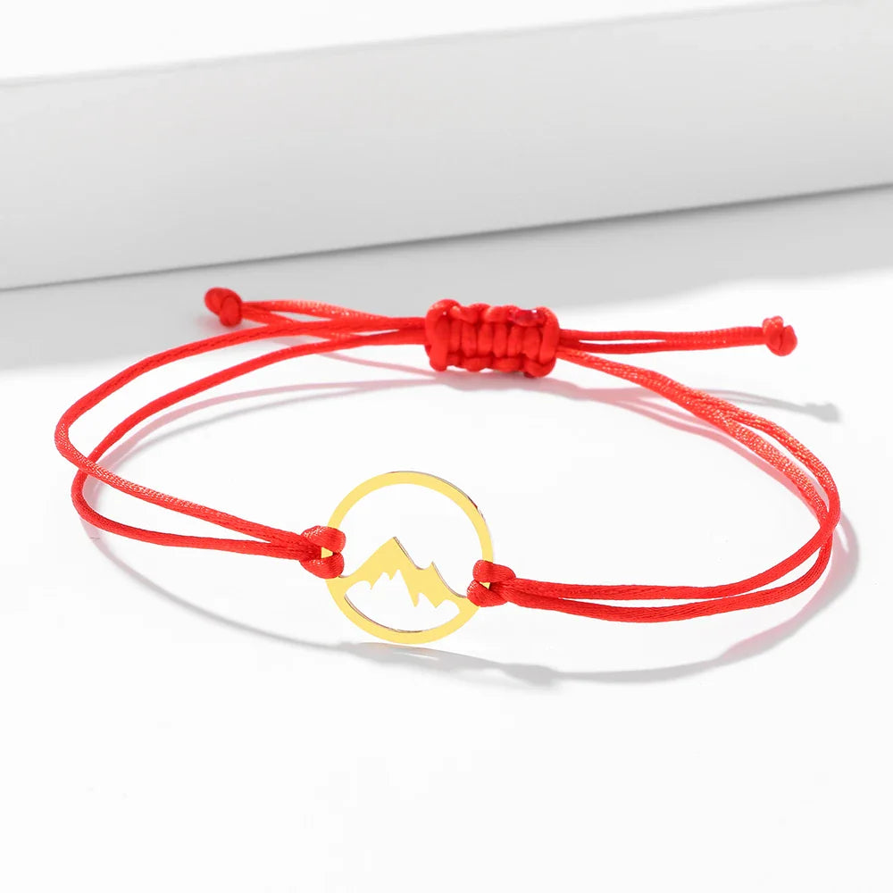 Bracelet en Corde avec Pendentif Rond Montagne
