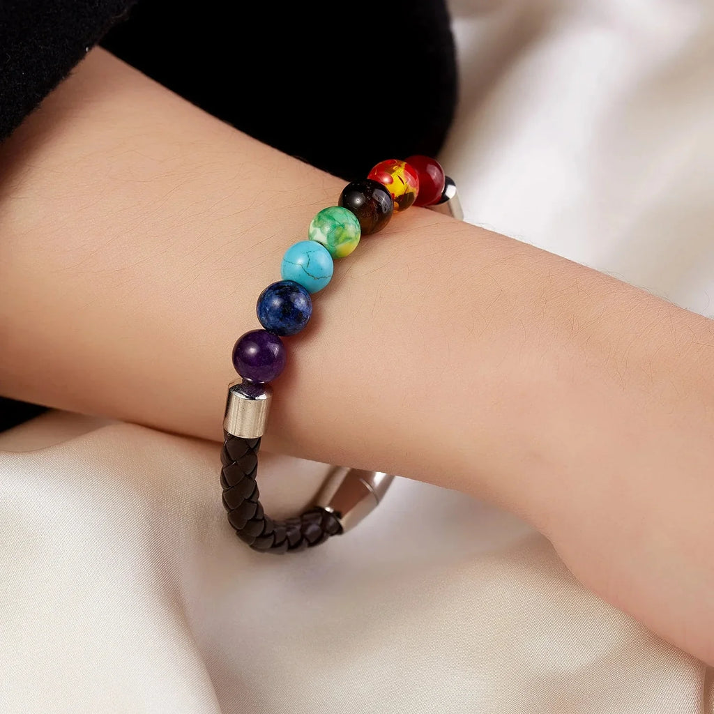 Bracelet en Corde et Pierres 7 Chakras