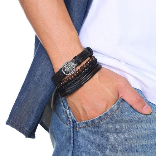 Læderarmbånd Livets Træ til Mænd