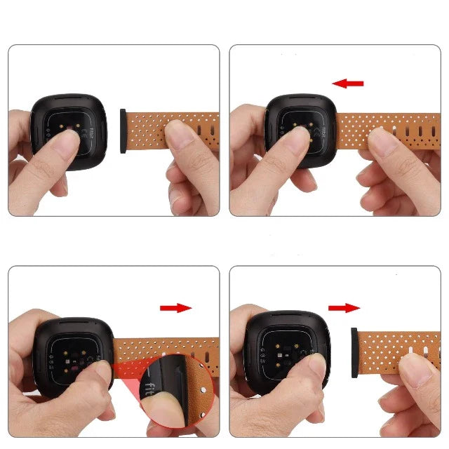Læderrem til Fitbit Versa 3 Versa 4 Sense 2 ur 