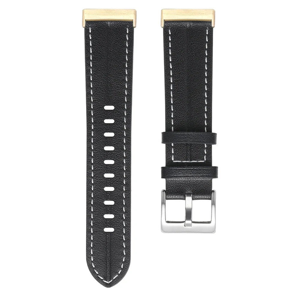 Læderarmbånd til Fitbit Versa 3, Versa 4, Sense 1 og Sense 2 ur sort