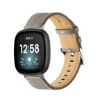 Læderarmbånd til Fitbit Versa 3, Versa 4, Sense 1 og Sense 2 ur grå