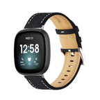 Læderarmbånd til Fitbit Versa 3, Versa 4, Sense 1 og Sense 2 ur sort