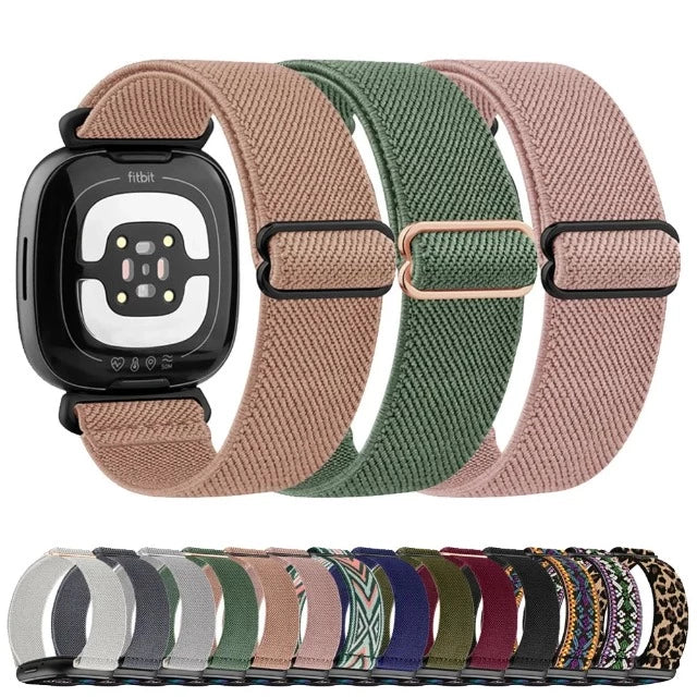 Nylon elastisk armbånd for Fitbit Versa 3 Versa 4 Sense 2