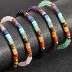 Armbånd i naturlige sten 7 chakraer grøn aventurin