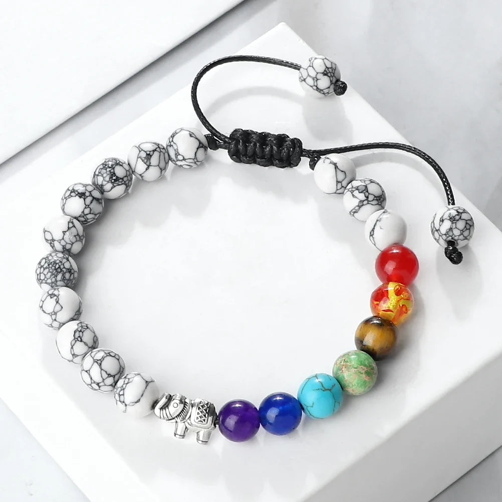 Armbånd i naturlige sten og elefant 7 chakraer 5