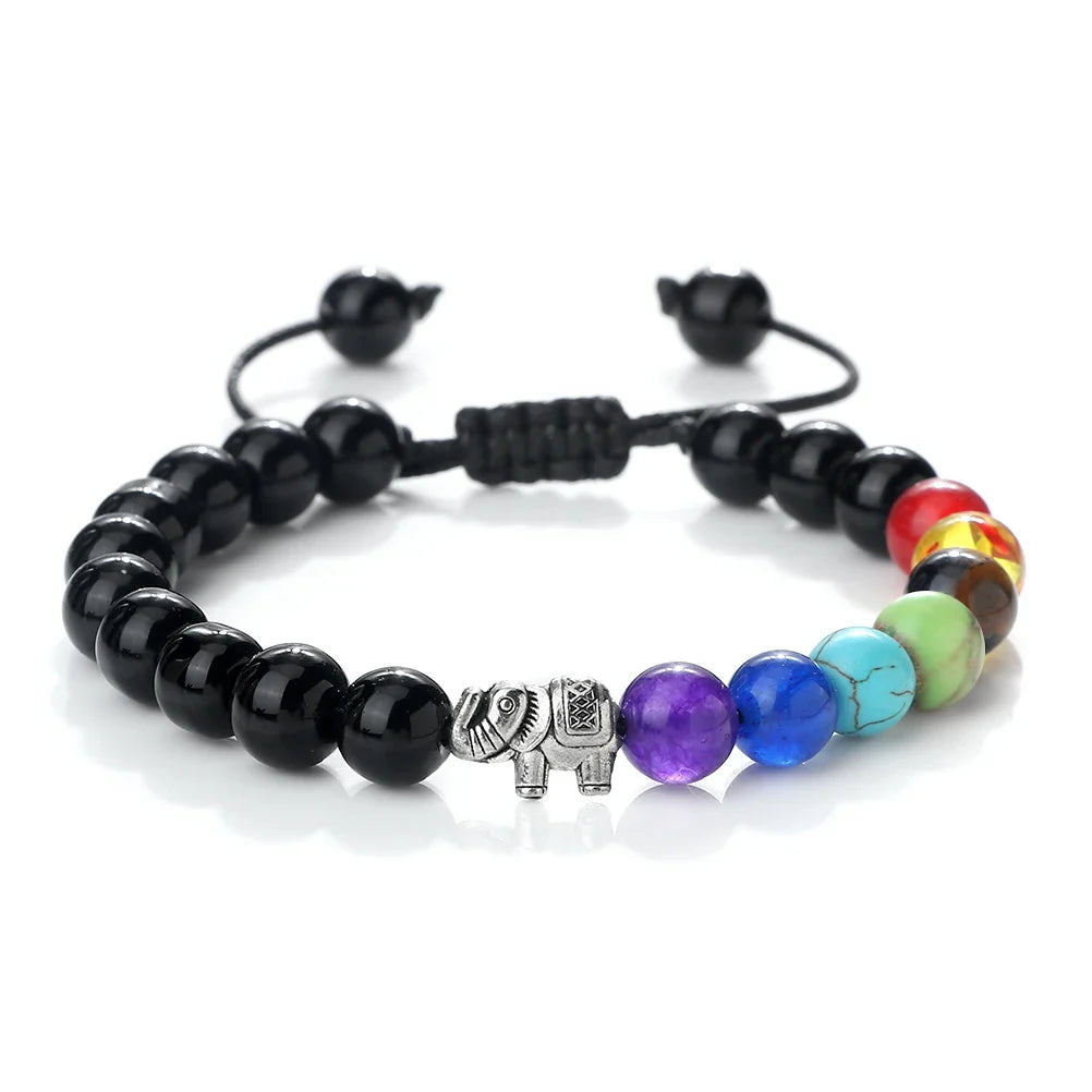 Bracelet en Pierres Naturelles et Eléphant 7 Chakras 2