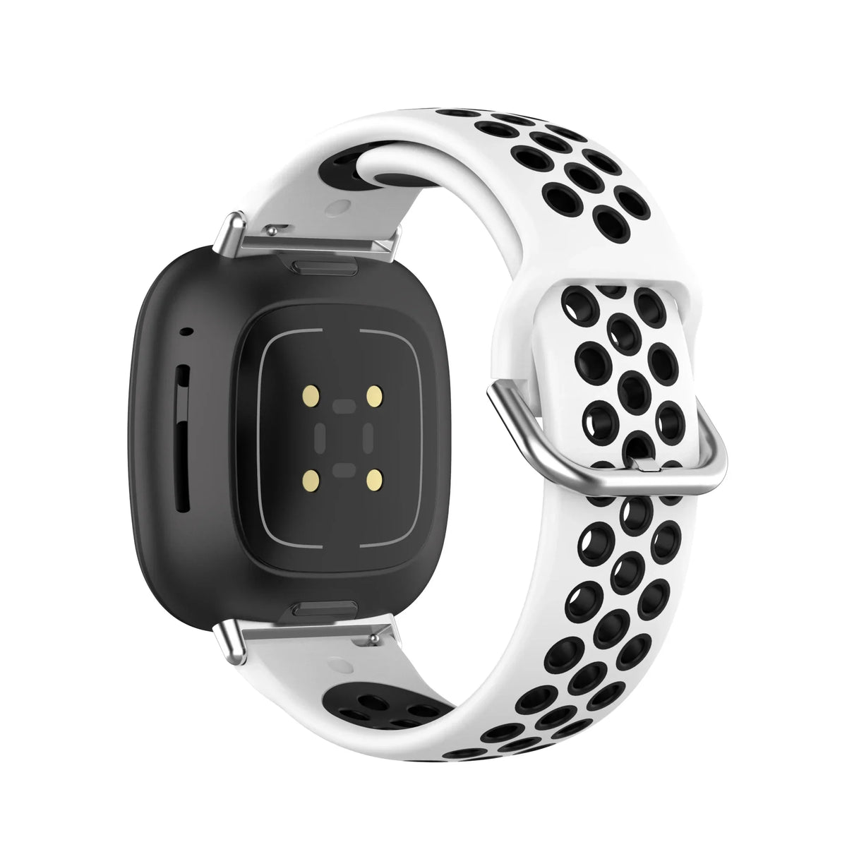 Silikoneurrem til Fitbit Versa 3, Versa 4, Sense 1 og Sense 2 ur i hvid og sort