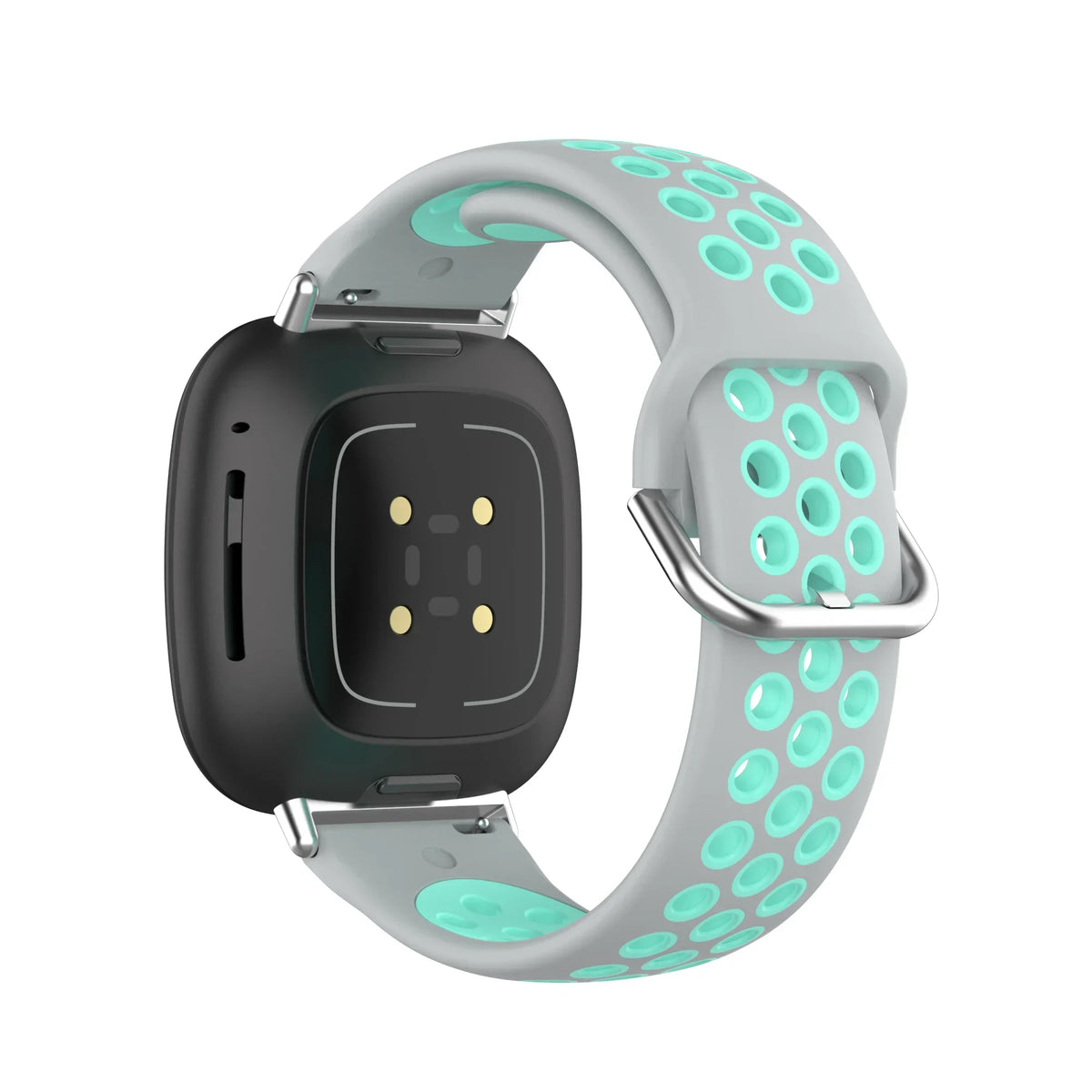Silikoneurrem til Fitbit Versa 3, Versa 4, Sense 1 og Sense 2 ur i grå og cyan