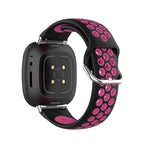 Silikoneurrem til Fitbit Versa 3, Versa 4, Sense 1 og Sense 2 ur i sort og rosa