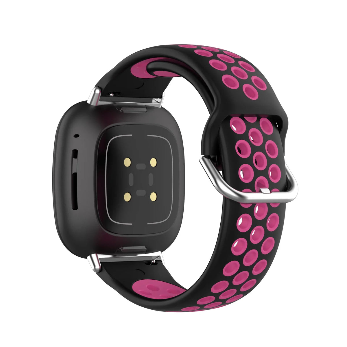 Silikoneurrem til Fitbit Versa 3, Versa 4, Sense 1 og Sense 2 ur i sort og rosa