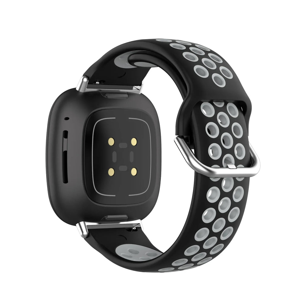 Silikoneurrem til Fitbit Versa 3, Versa 4, Sense 1 og Sense 2 ur i sort og grå