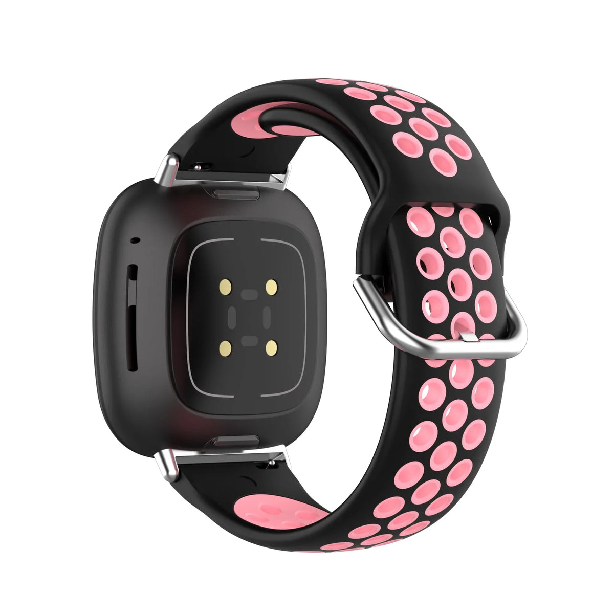 Silikoneurrem til Fitbit Versa 3, Versa 4, Sense 1 og Sense 2 ur i sort og rosa