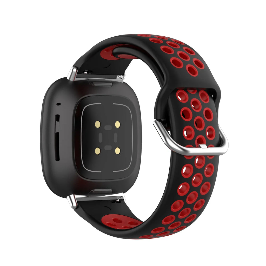 Silikoneurrem til Fitbit Versa 3, Versa 4, Sense 1 og Sense 2 ur i sort og rød